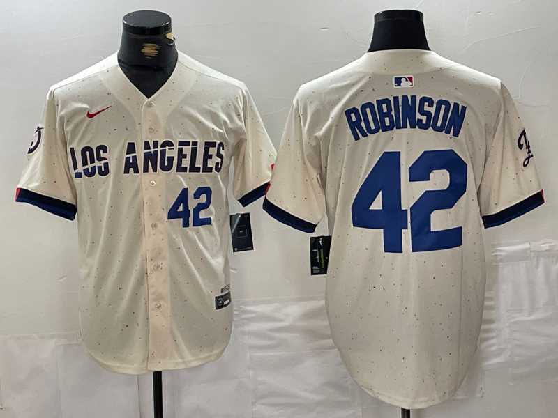 Men%27s Los Angeles Dodgers #42 Jackie Robinson Number Cream 2024 City Connect Limited Stitched Jerseys->los angeles dodgers->MLB Jersey